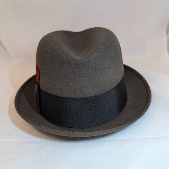 Vintage 50's Dobbs Gray Fedora with Feather - Size 7 1/4 EUC w/box - Picture 5 of 11
